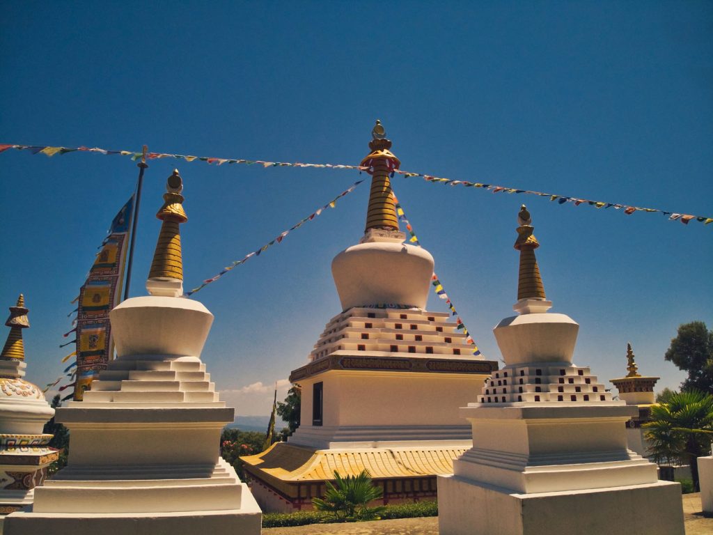 Stupas in the Buddhist temple of Dag Shang Kagyu